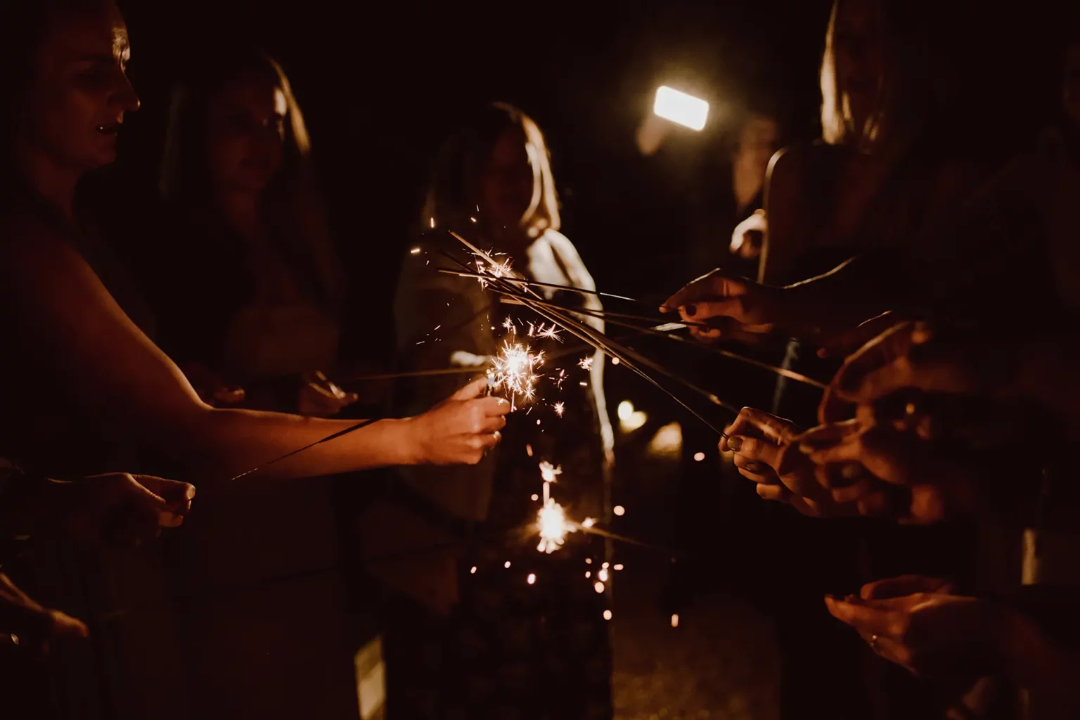 Brookfield Barn sparklers at wedding reception