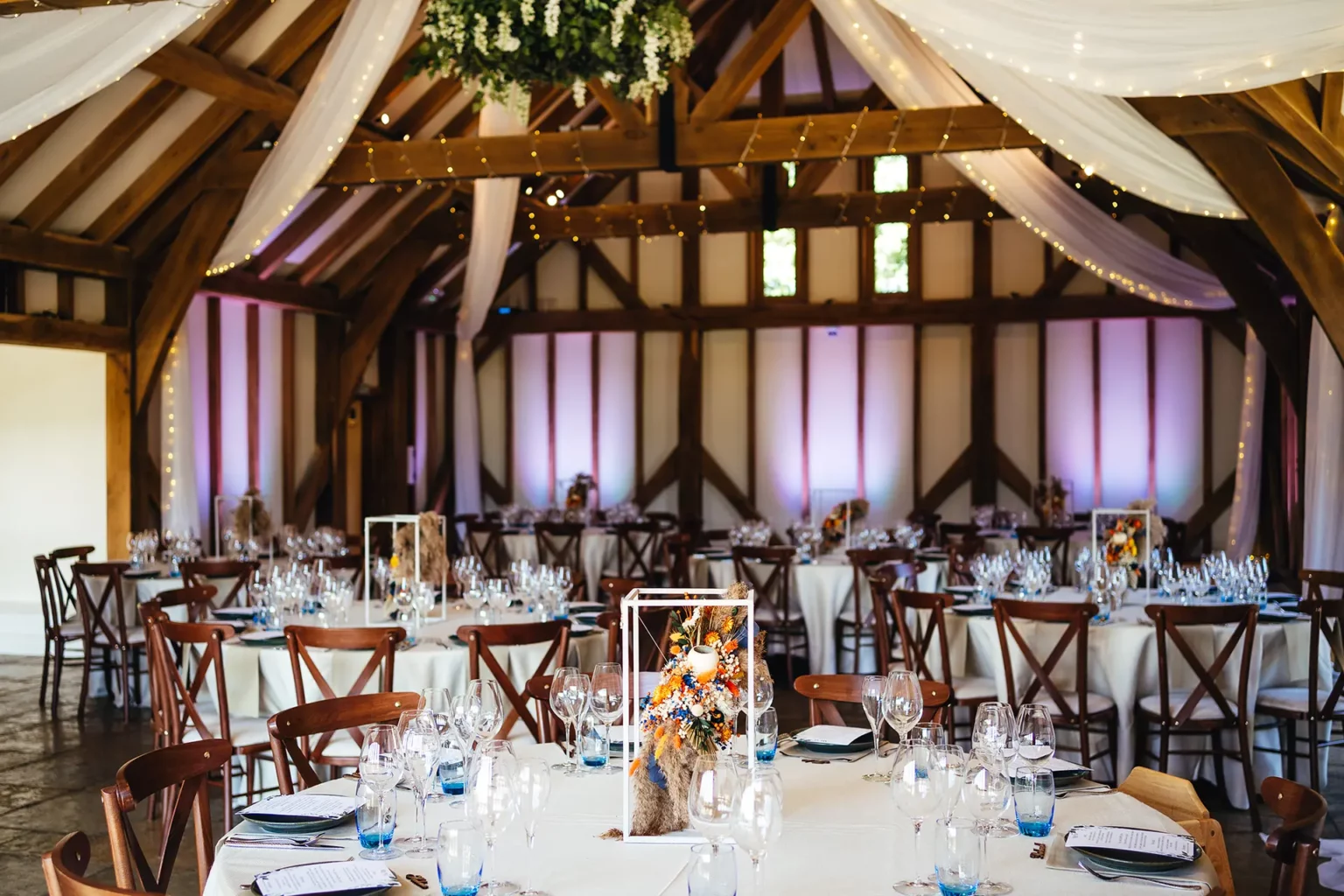 Brookfield Barn wedding breakfast setup