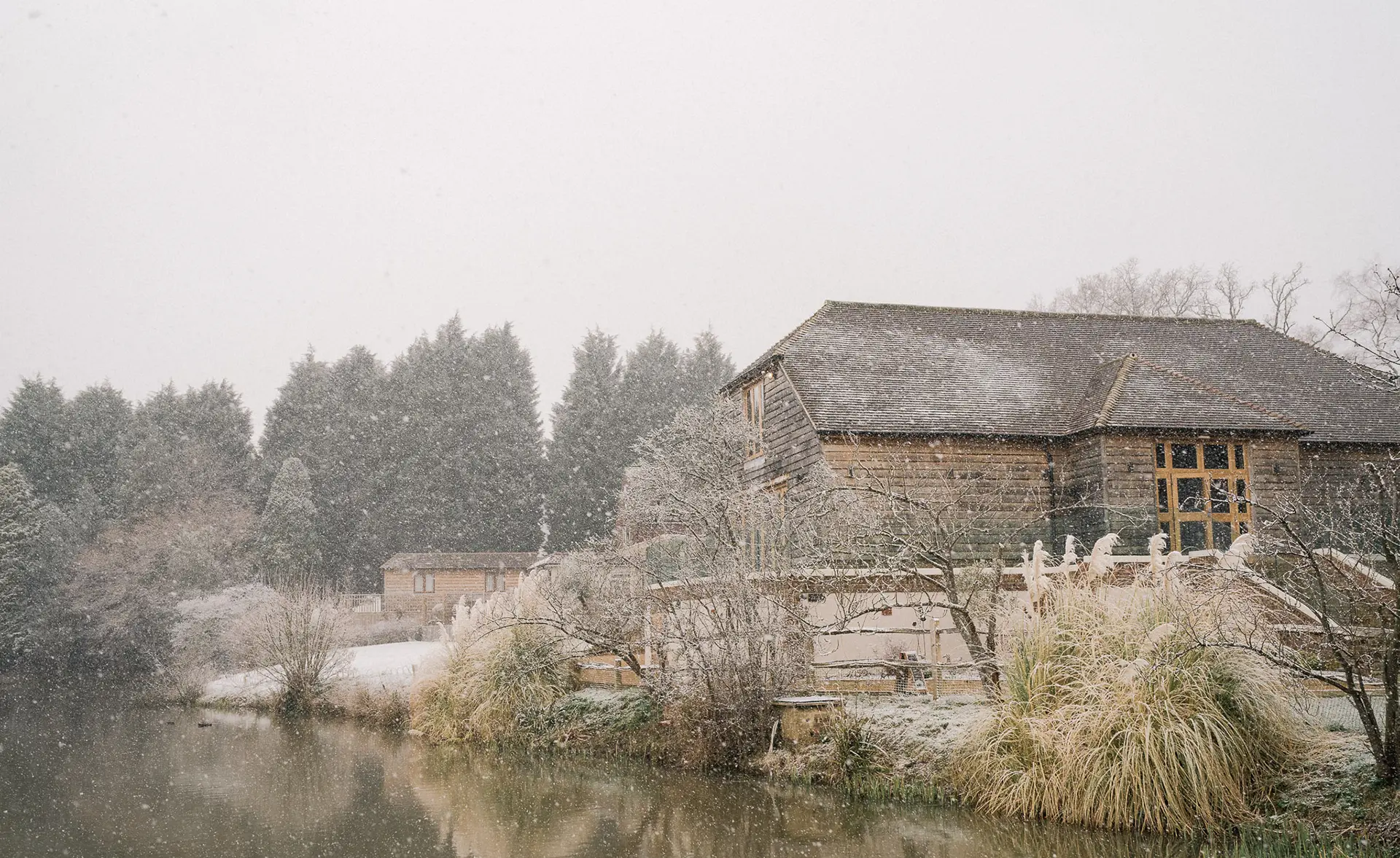 Brookfield Barn wedding venue in the snow