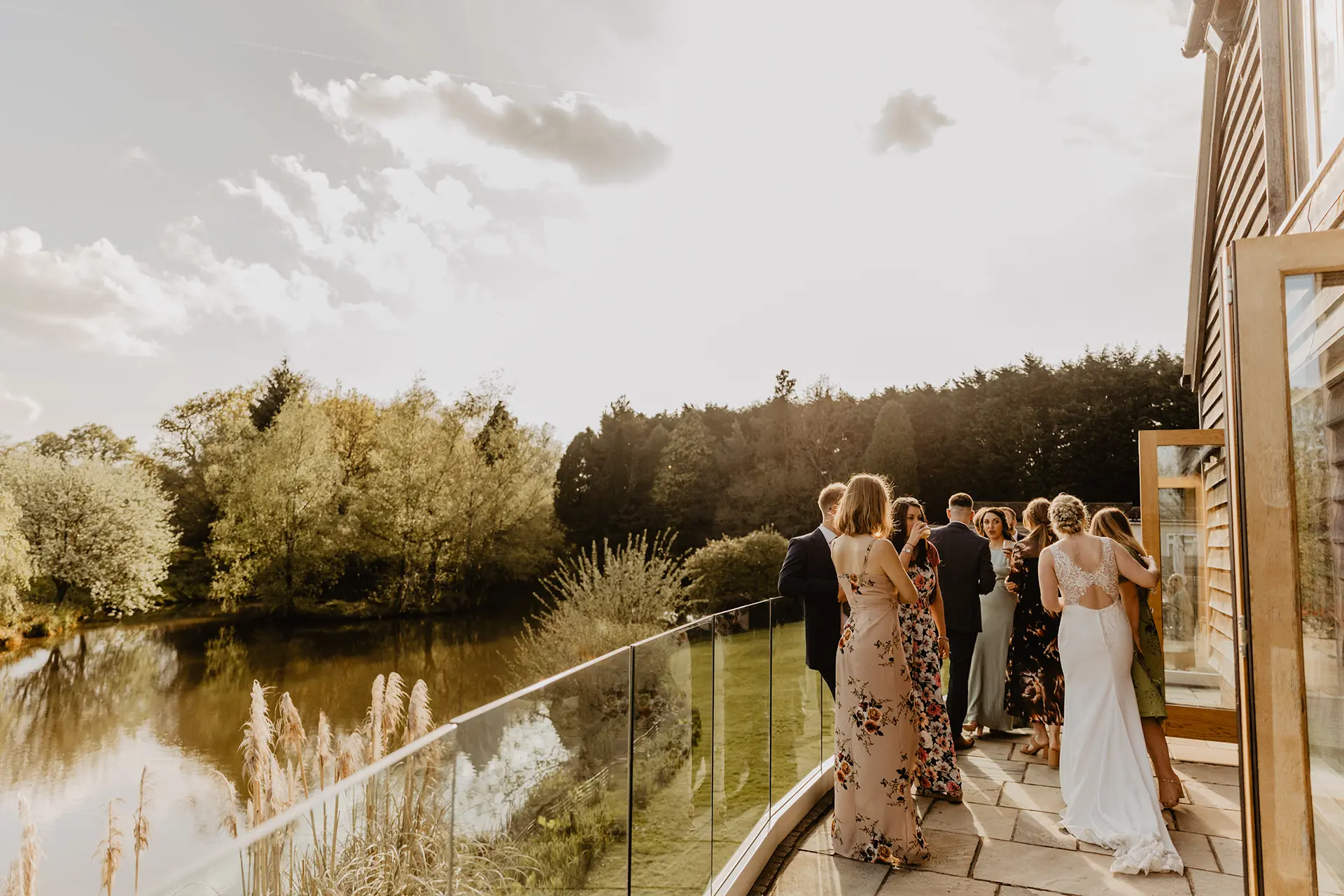 Brookfield Barn outdoor wedding drinks reception
