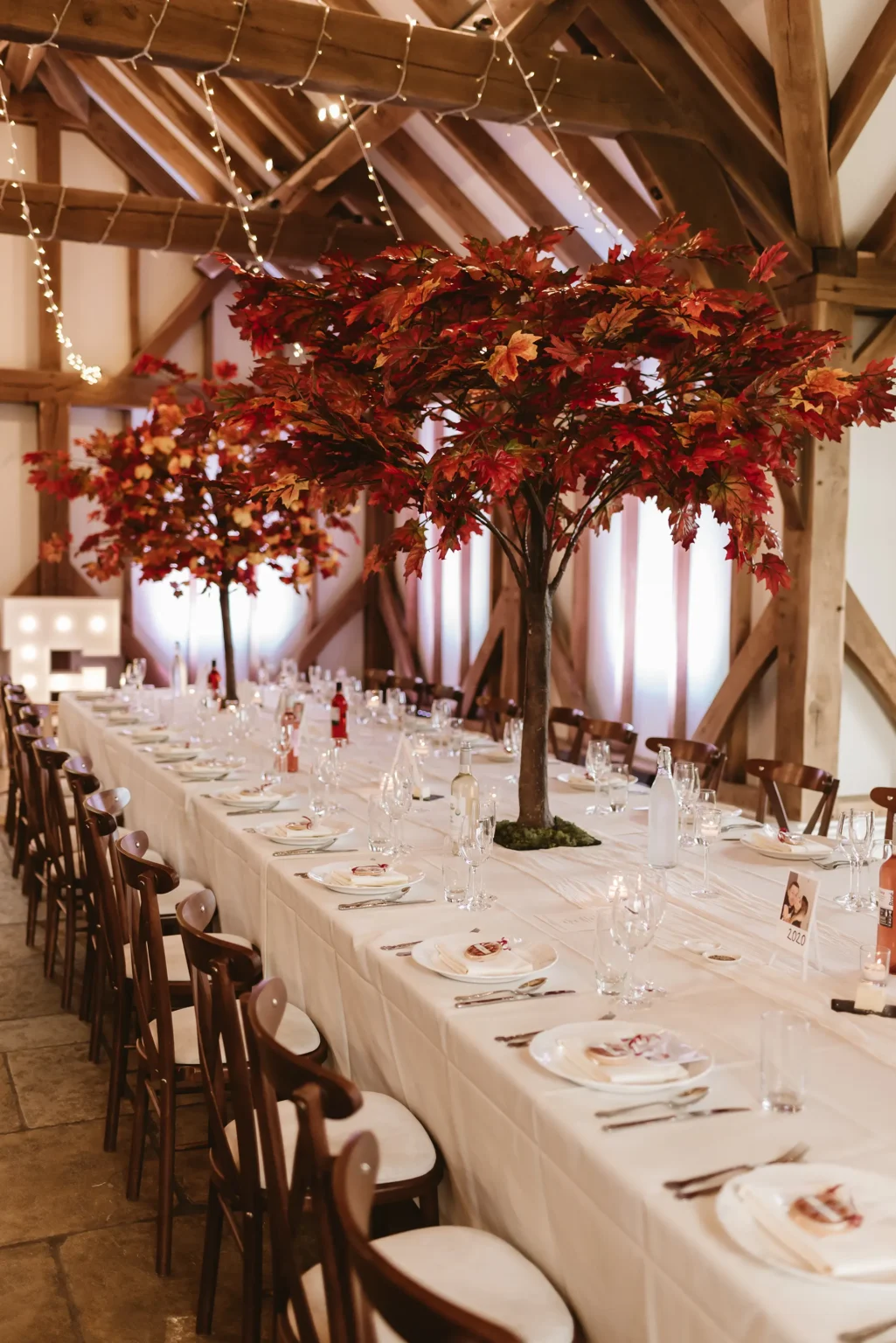 Brookfield Barn autumnal wedding decor wedding breakfast