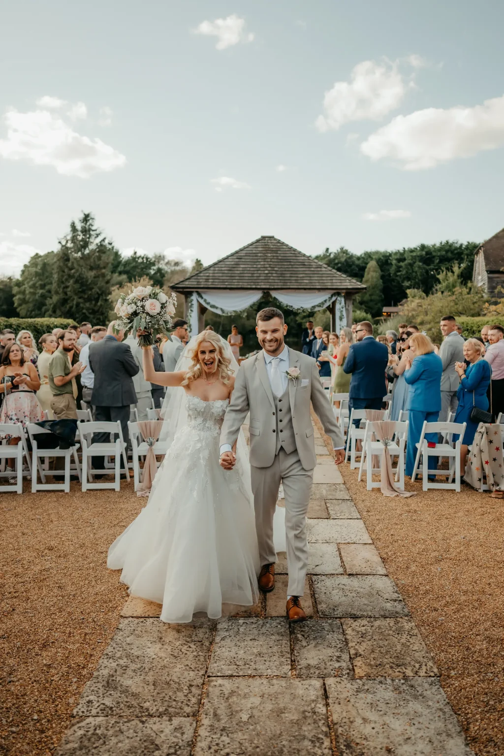 Brookfield Barn couple just married outdoor ceremony