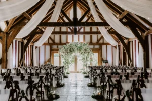 Brookfield Barn indoor wedding ceremony setup