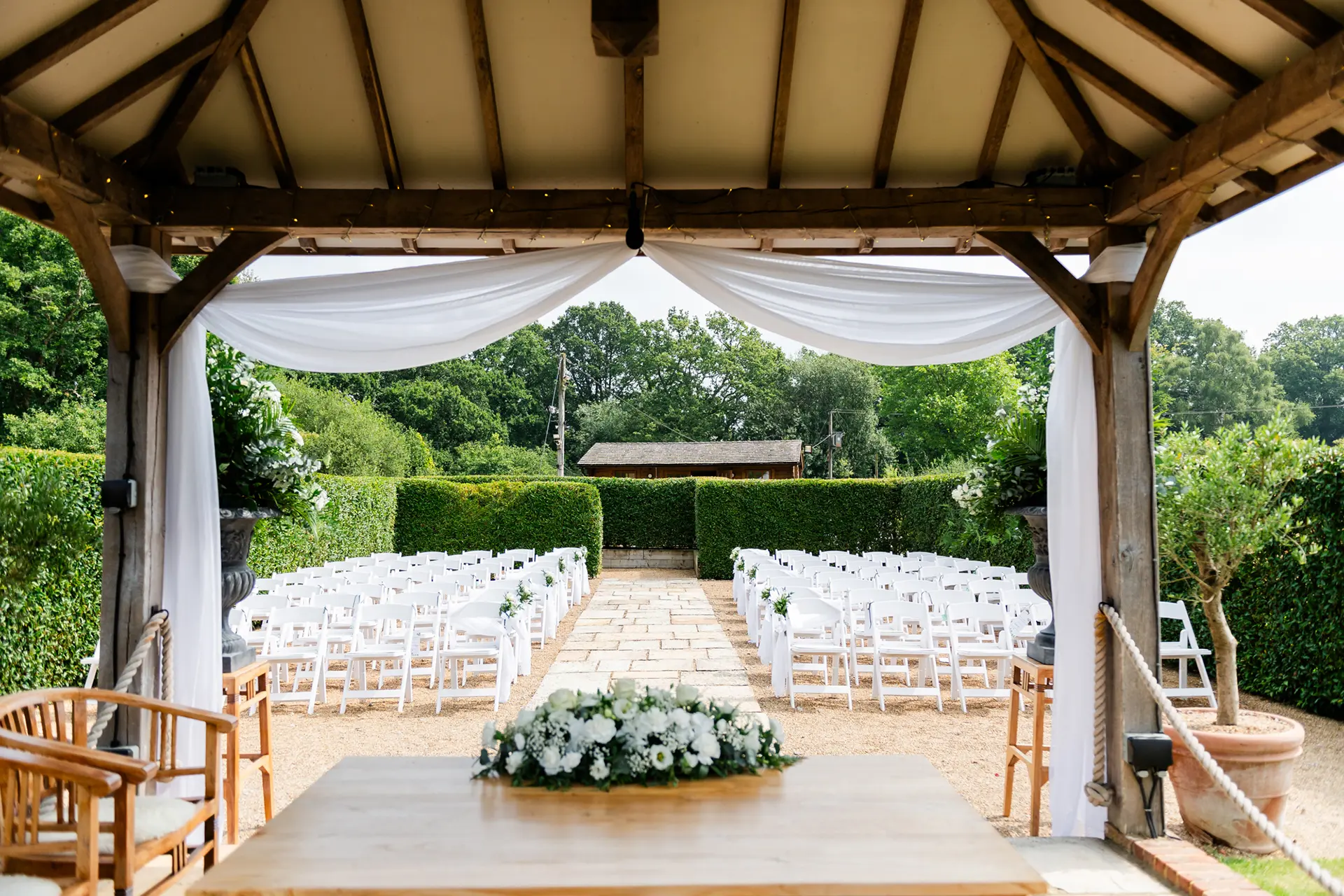 Brookfield Barn outdoor wedding ceremony setup