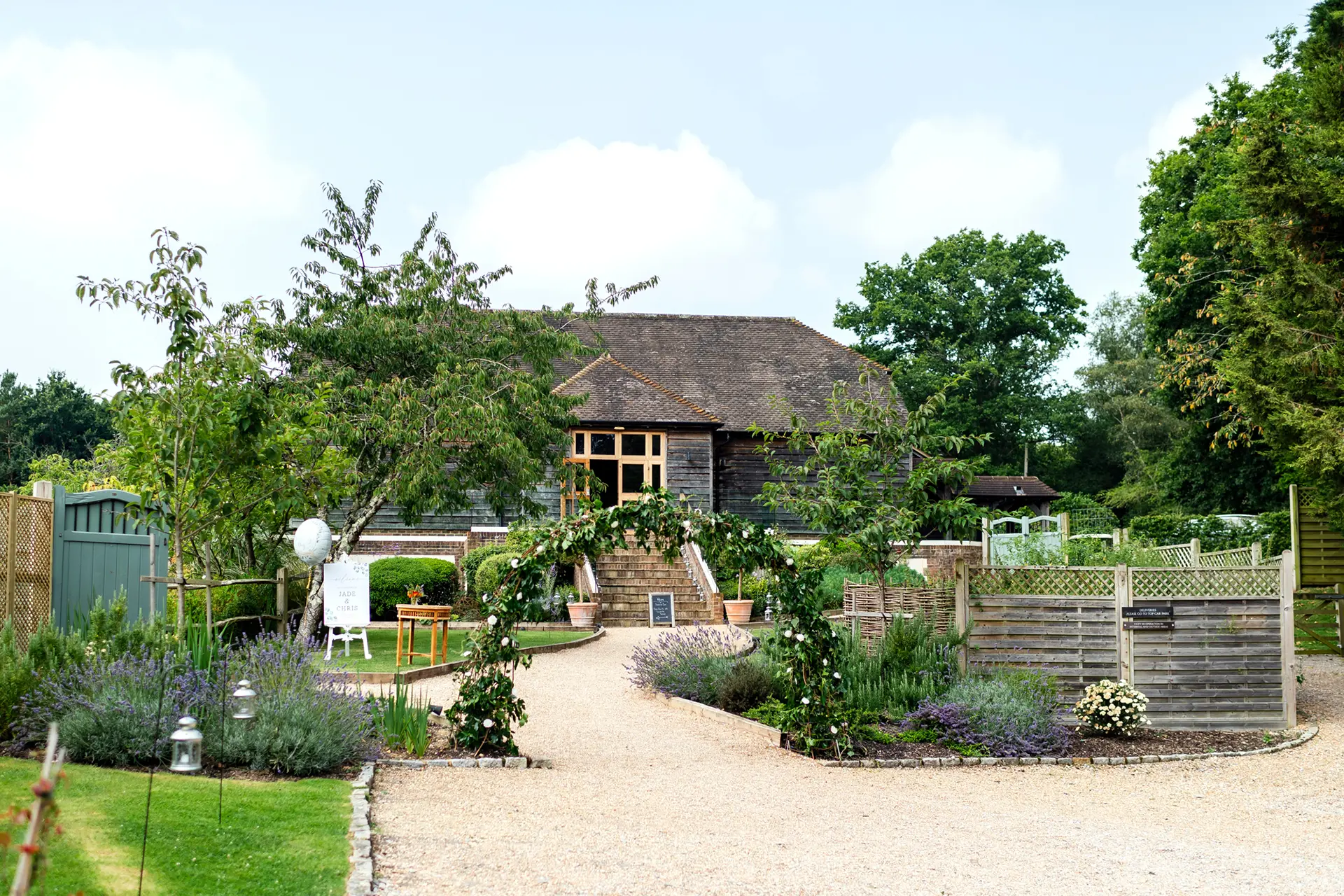 Brookfield Barn wedding venue garden in summer