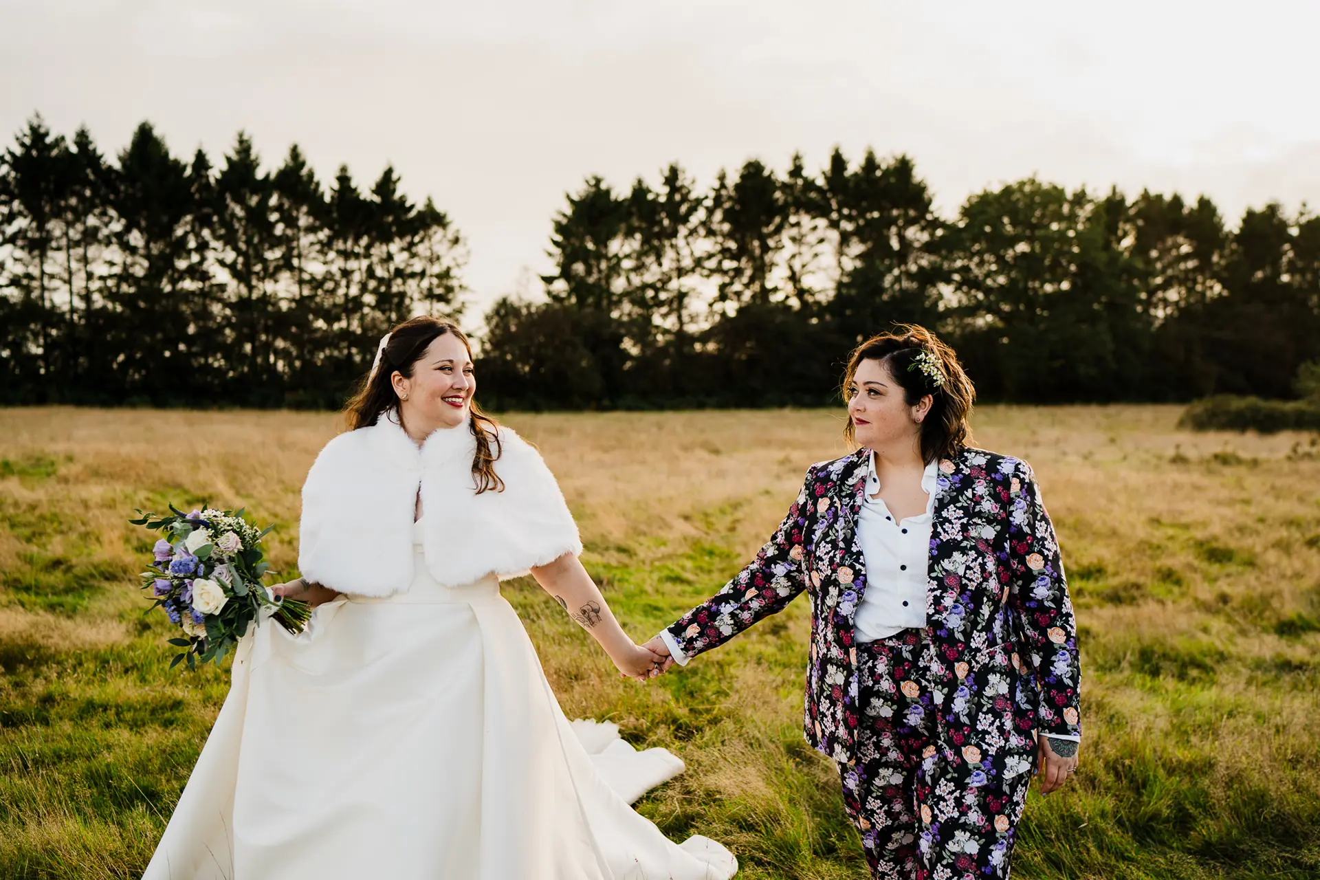 Brookfield Barn winter wedding brides