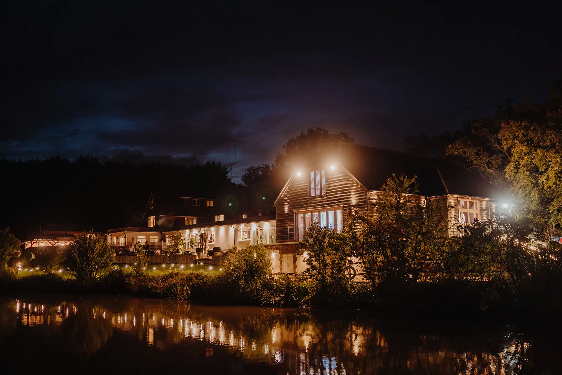 Brookfield Barn wedding and events venue at night
